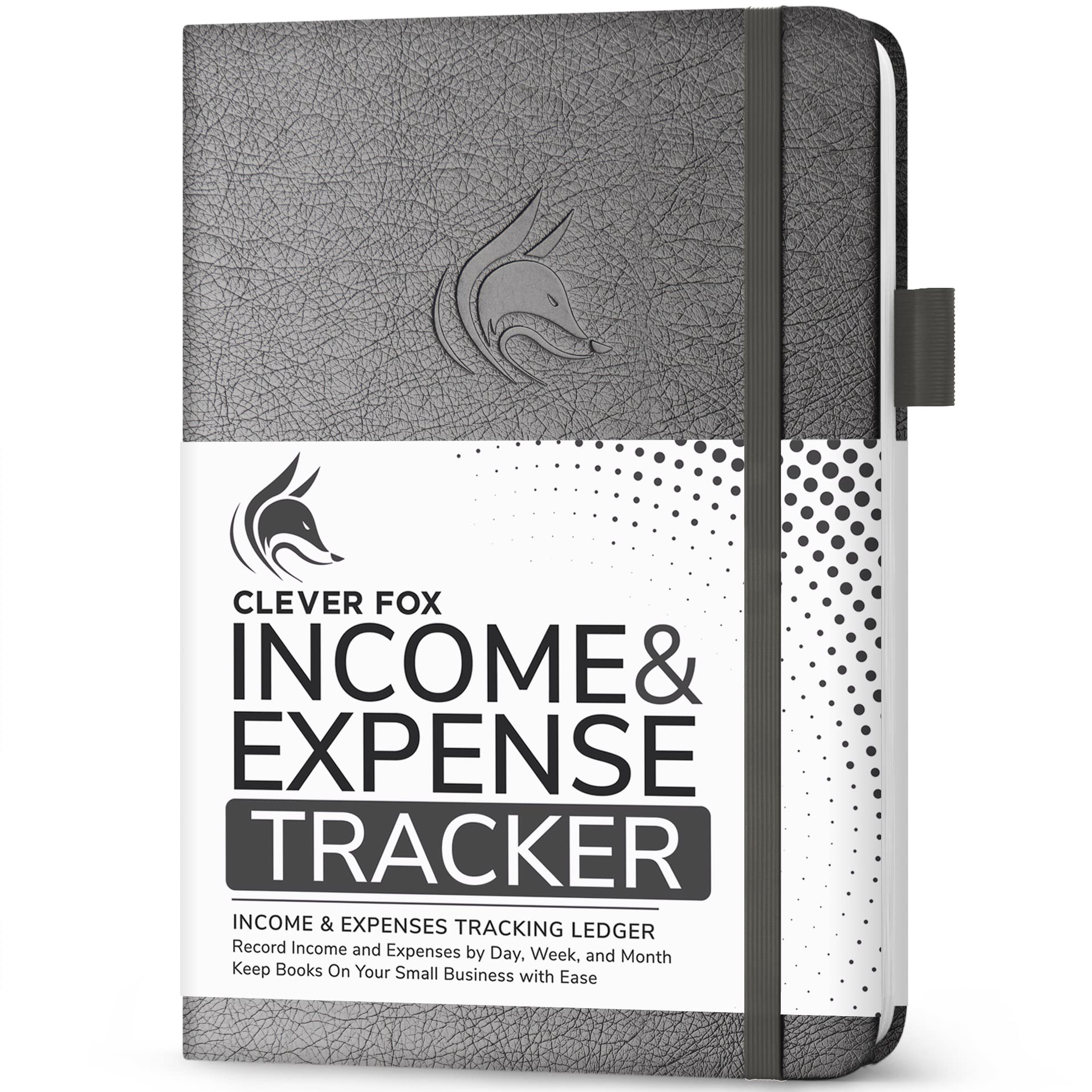 Clever Fox Income & Expense Tracker – Accounting & Bookkeeping Ledger Book for Small Business – 1-Year Record Notebook, A5 (Silver Black)