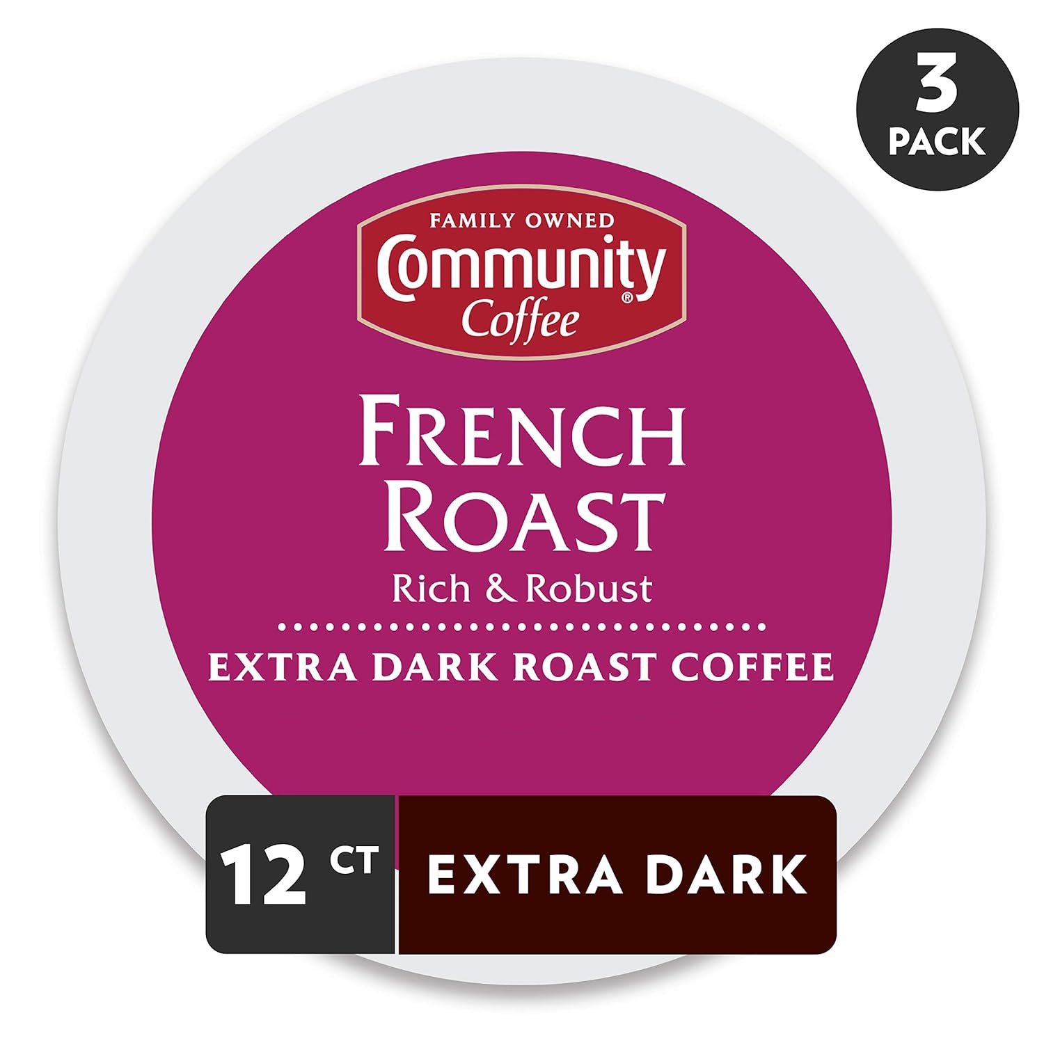 Community Coffee French Roast Extra Dark Single Serve 36 Ct Box, Compatible with Keurig 2.0 K Cup Brewers, Full Body Rich Robust Taste, 100% Arabica Coffee Beans