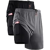 NELEUS Men's 2 in 1 Running Shorts with Liner,Dry Fit Workout Shorts with Pockets