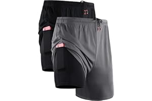 NELEUS Men's 2 in 1 Running Shorts with Liner,Dry Fit Workout Shorts with Pockets