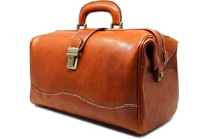 Floto Ciabatta Italian Leather Doctor Bag Handbag Carryon (Olive (Honey) Brown)
