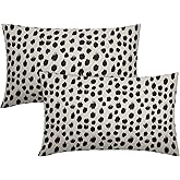 Polka Dot Throw Pillow Covers 12x20 Set of 2 Black Cream Throw Pillows Boho Design Brush Strokes Decorative Outdoor Pillowcase Square Cushion Cover Linen Pillow Case for Home Sofa Couch Bed