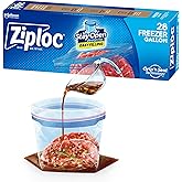 Ziploc Gallon Food Storage Freezer Bags, Stay Open Design with Stand-Up Bottom, Easy to Fill, 28 Count