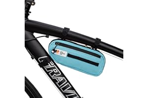 Oso Supply Co Waxed Canvas Frame Bag – Waterproof Zippers, Dual Storage Compartments, Adjustable Straps – Fits All Frame Sizes, Perfect for Cycling, Commuting, and Adventure Rides (Sky Blue)