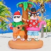 Bencailor 6.9ft Christmas Inflatable Outdoor Decorations Signs Summer Hawaiian Tropical Blow up Palm Tree Santa Claus Reindeer on Beach Built-in LED Lights for Yard Garden Lawn Decor Party Favor