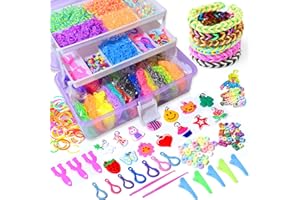 ECJWEI Rubberband Bracelets Kit, 17000+ Rubber Band Bracelet Kit for Kids, BPA-Free Loom Bracelet Kit for Friendship Bracelet Making, DIY Gifts for Girls and Boys