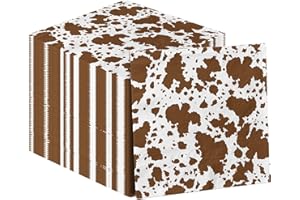 CMUSKO Highland Cow Decorations, 40Pcs Cow Print Napkins Cow Print Party Supplies Disposable Brown Cow Napkins,Cocktail Cow Print Tissue Paper for Farm Cow Birthday Party Baby Shower Decorations