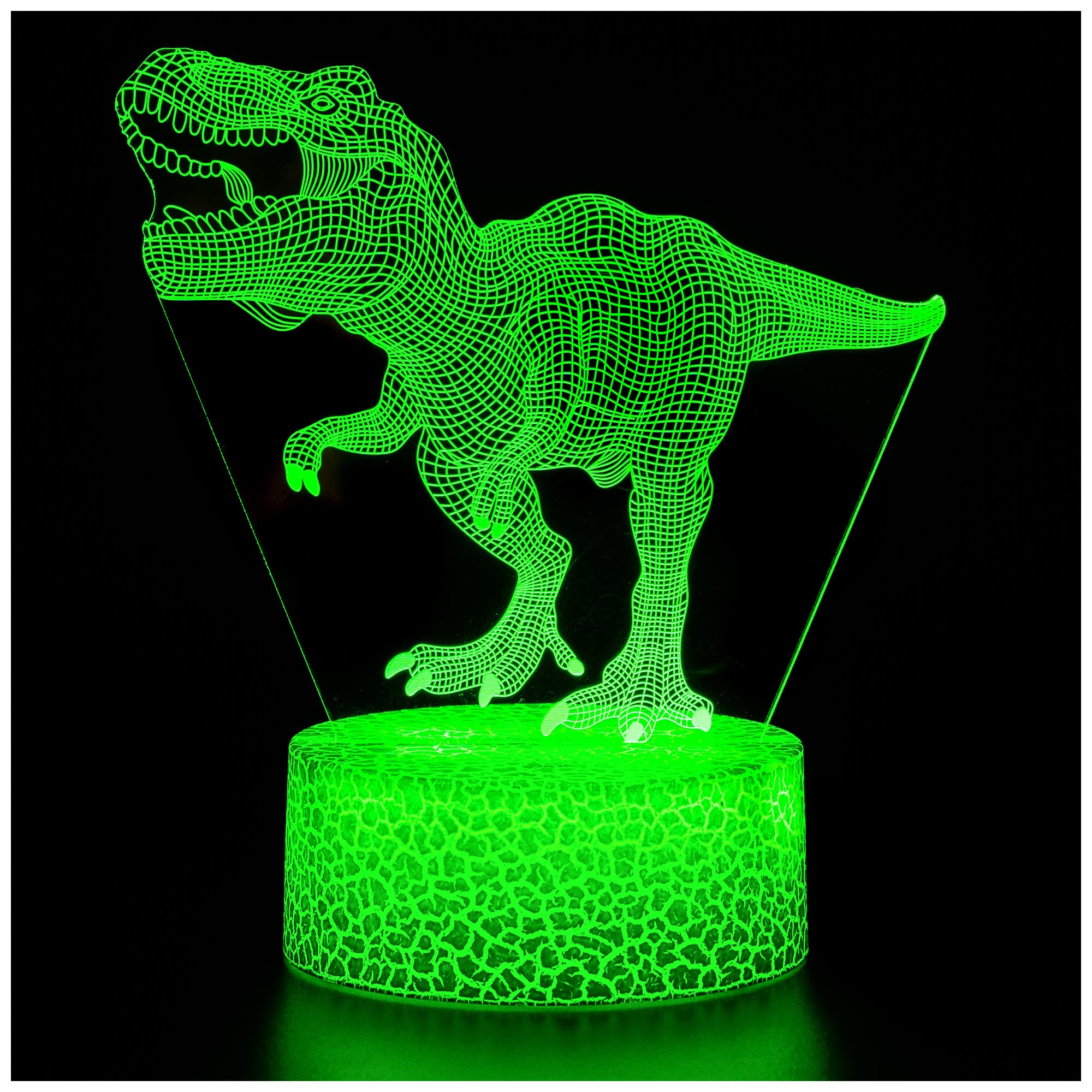 ZNZ Dinosaur 3D Illusion Lamp Christmas Toy Gift Night Light for Kids Boys Girls Men's Women's, 16 Colors Auto Changing Touch Switch Desk Decoration Lamps Birthday Gift with Remote Control