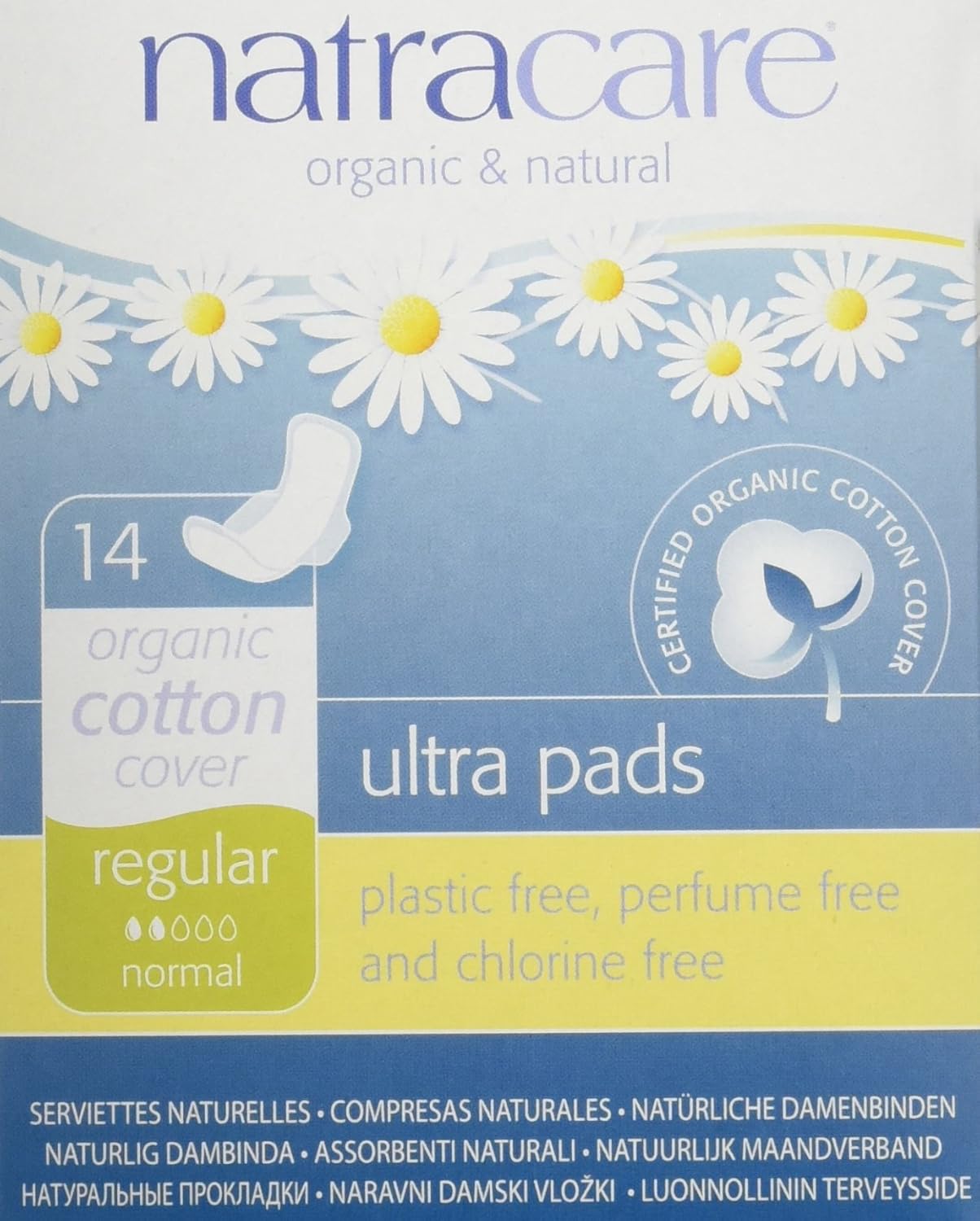 Natracare Natural Ultra Pads with Wings, Regular, 14 Count Boxes (Pack of 12)