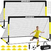 Kids Soccer Goal for Backyard Set - 2 Set of 7X5 / 6X4 ft Soccer Nets | Soccer Training Equipment, Soccer Ball, Pop Up Portable Soccer Set for Kids and Youth Games and Training Goals Ages 3-16 Gift
