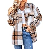 SHEJIZE Women's Casual Shacket Jacket Plaid Shirts Flannel Blouses Button-Down Shirts