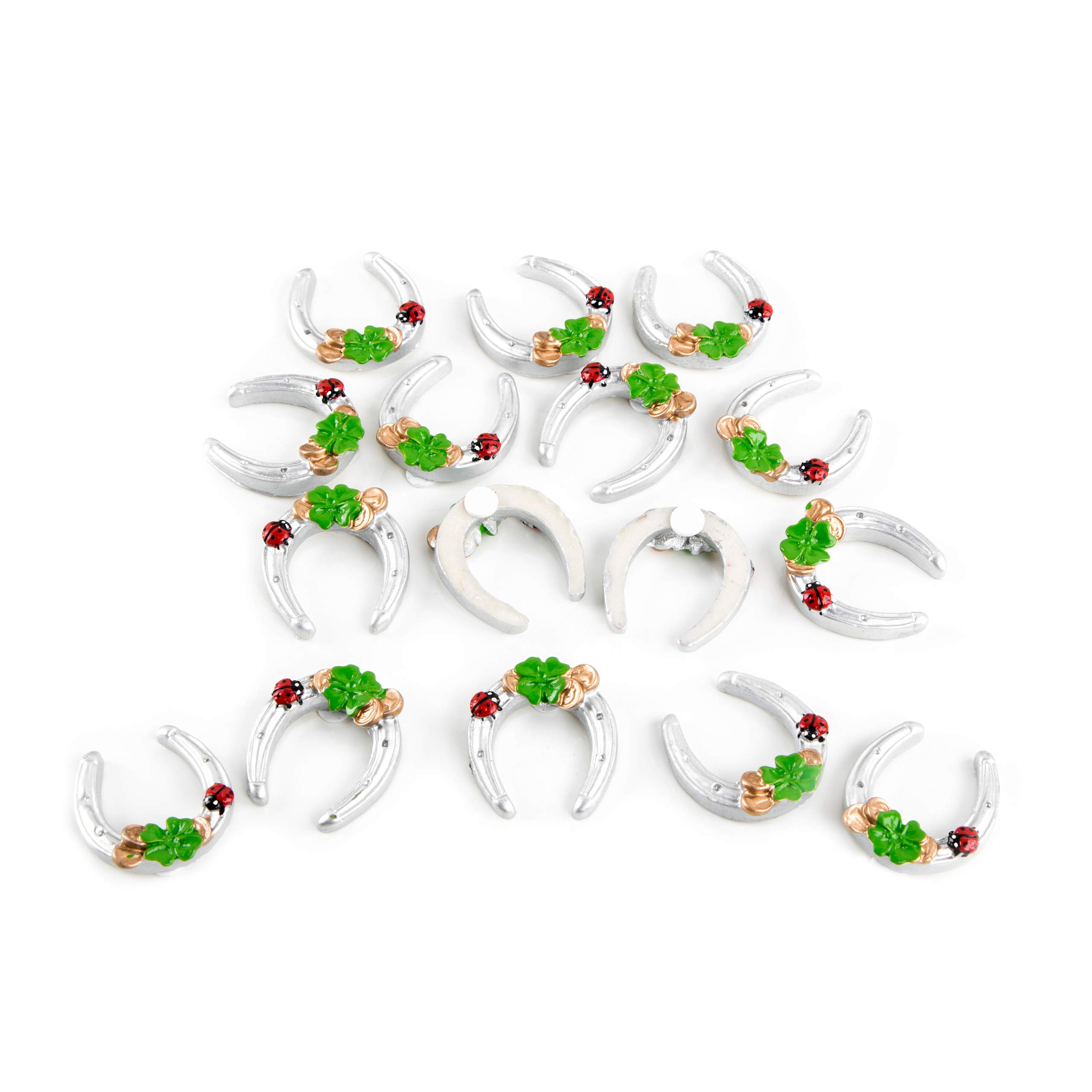 Logbuch-Verlag 16 Small Silver Horseshoe Lucky Charms Table Decoration Wedding Birthday Mini New Year's Eve Give-Away 4 cm