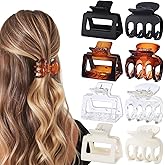 USDNICE Medium Hair Clips Combination 2 Styles Small Claw Clips for Thin Hair 8 Pcs Matte Non-slip Rectangle Jaw Clips Square Hair Accessories for Women and Girls (Transparent)