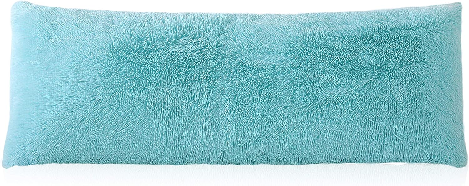 Reafort Luxury Long Hair PV Fur Body Pillow Cover/Case 21"x54" with Hidden Zipper Closure(Grey, 21"X54" Pillow Cover): Home & Kitchen