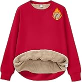 MAGCOMSEN Women's Sherpa Lined Sweatshirts Winter Warm Fleece Crewneck Pullover Thick Sweater Long Sleeve Tops Clothes