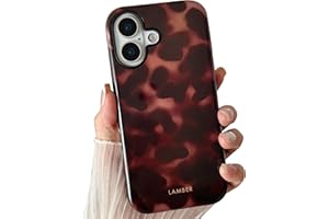 TQLGY for iPhone 16 Case, Cute Tortoise Shell Leopard Brown Amber Phone Case Shockproof Slim Soft TPU and Hard PC Protective 