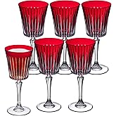 Barski European Wine Glasses - Set of 6 Goblets for Red or White Wine - Elegant Colored Glassware Water Stemware - Gift Ready, Ruby, 7.5 oz