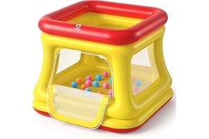 QPAU 3-in-1 Inflatable Bounce House for Toddlers 1-3, Ball Pit & Trampoline, Inflatable Bouncy House with Pump, Safety Net, Indoor & Outdoor Bubble Bouncer Baby Play Yard