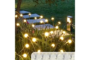 CRILEAL Solar Garden Lights 6Pack, New Upgraded 48LEDsolar Lights Outdoor, Firefly Lights Solar Outdoor,Fairy Lights，Garden Decor for Pathway Patio Walkway Yard Decorations,White Warm
