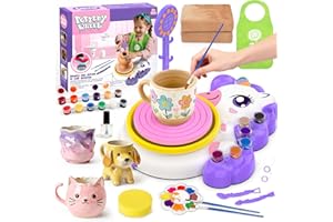 AUJAZYBLE Pottery Wheel for Kids, Arts and Crafts for Kids Ages 8-12, Complete Pottery Painting Craft Kit with Clay, Art Supplies for Kids Toys Girls Birthday Christmas Gift for 6 7 8 9 10 11 12+, Purple