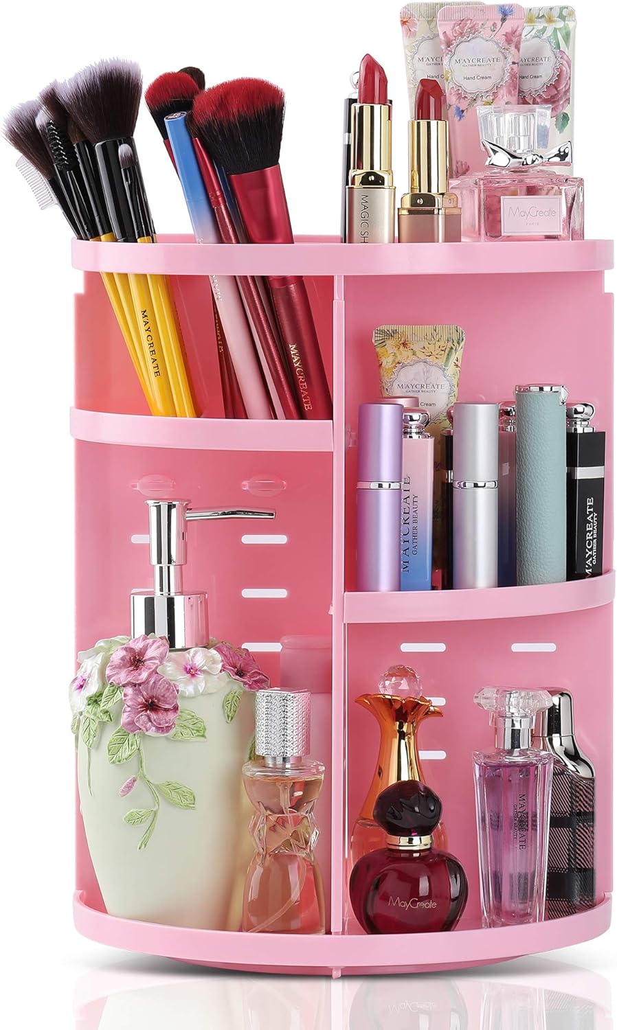 360° Rotating Makeup Organizer, Spinning Bathroom Organizer Countertop, Carousel Vanity Organizer, Cosmetic Organizer Makeup Holder Shelf, Make Up Organizers and Storage for Bedroom, Transparent: Home & Kitchen