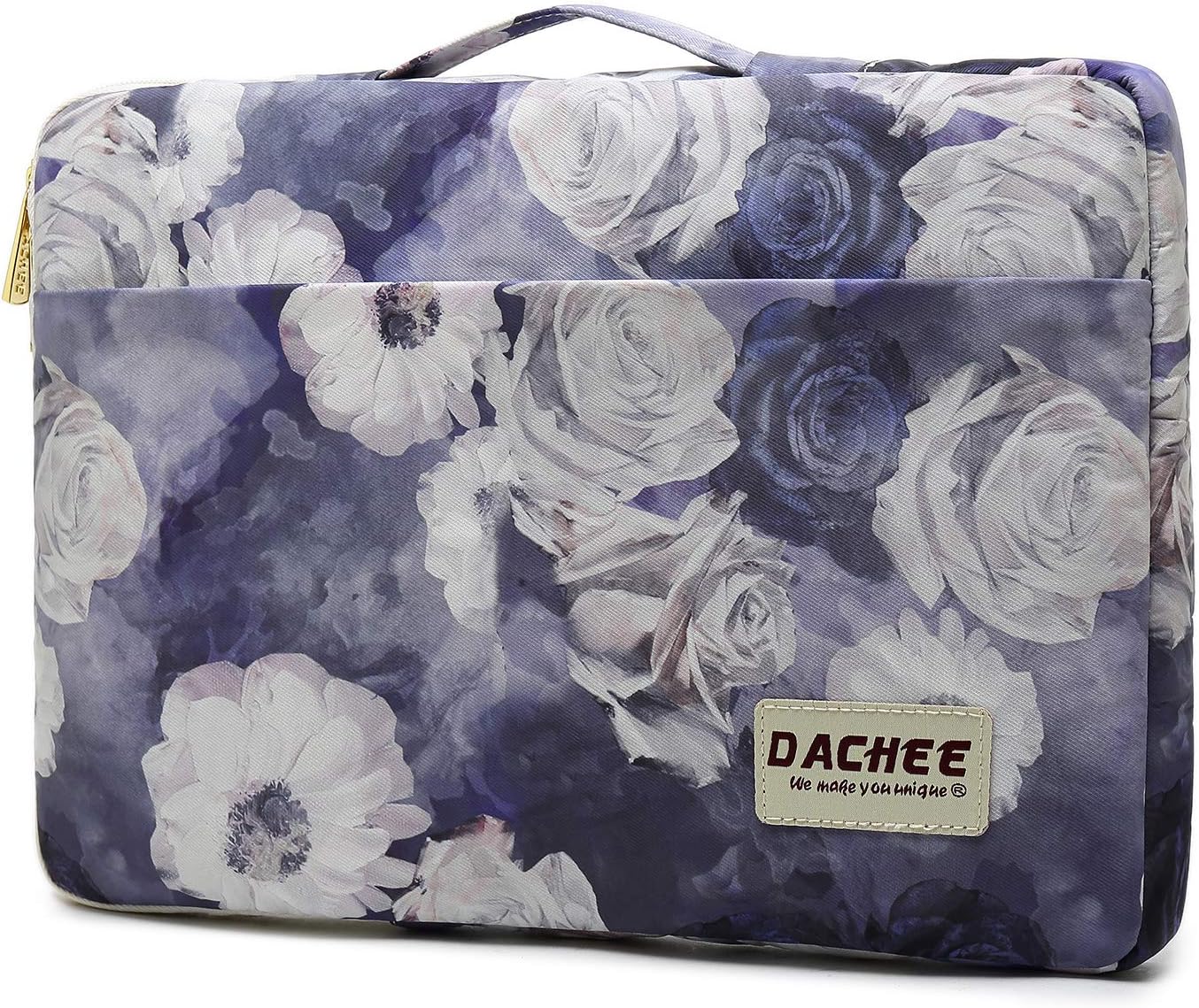 DACHEE Purple Rose Pattern 13 inch Laptop Sleeve with Pocket 13 inch 13.3 inch Laptop case
