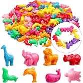 Hicarer 180 Pcs Animal Shaped Beads for Kids DIY Jewelry Bracelets Crafts | Plastic Zoo Marine Life Animal Beads Bulk, Lion, Elephant, Multi Color, Earring Necklaces Keychains Making Supplies, 1 Inch