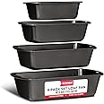 Loaf Pan Set 4-Piece - Deluxe Nonstick Carbon Steel Bakeware for Perfect Bread and Cakes – Dishwasher Safe, Premium Pans for Home Baking