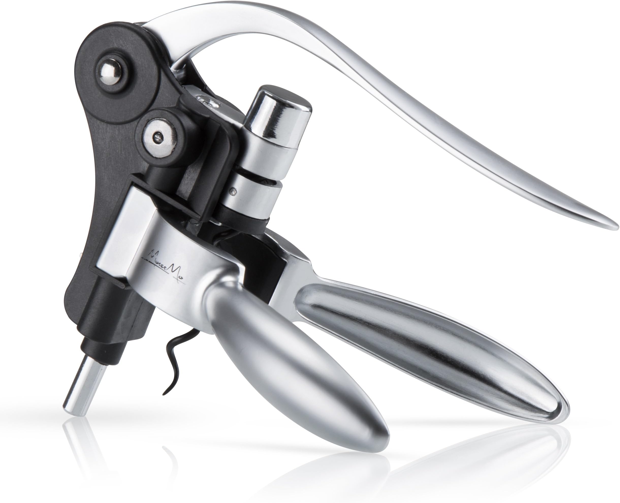 MosesMo Rabbit Wine Bottle Opener Screwpull | Durable & Ergonomic Lever Handle Corkscrew | For Wine Enthusiasts, Bartenders, Waiters, Champagne & More | Comes In A Gift Package (Silver)