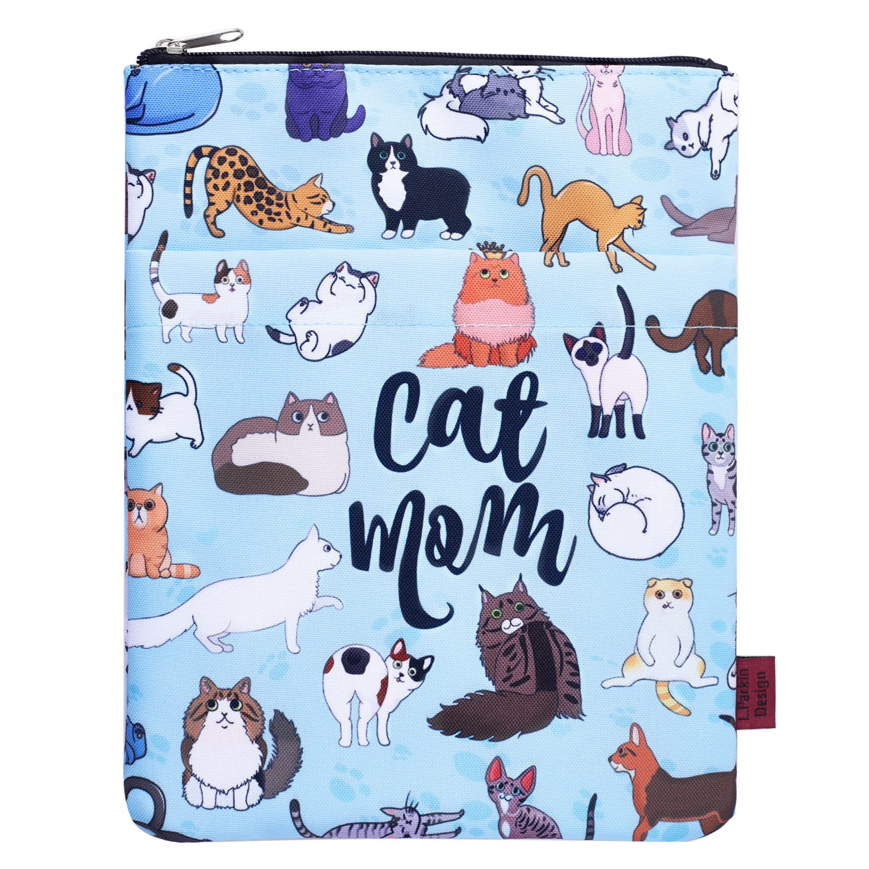 Cat Mom Book Sleeve | Protective Book Cover with Zip Protector Pouch for Paperbacks & Hardcovers (11x8.5 Inch) | Gift for Book Lovers — image 1