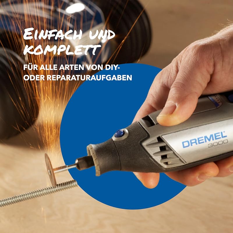 3000 Multifunktionswerkzeug 130W, Set mit 1 Aufsatz, 25 Zubehörteilen, Variable Drehzahl 10.000-33.000 U/min zum Schneiden, Schleifen, Gravieren, Polieren, Schärfen, Reinigen, Schnitzen