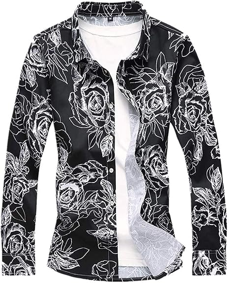 Amazon Wonderbabe アロハシャツ 花柄シャツ メンズ 長袖 カジュアル 開襟 綿 ドレスシャツ ワイシャツ 派手シャツ 柄シャツ おしゃれ 薔薇 和柄 バラ柄 お兄系 春夏秋冬 全3色 M Xxl シャツ 通販