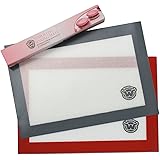 WildCow Silicone Baking Mats Quarter Sheet Toaster Oven Pan Liner Small, Set of 2 (Thick 11 3/4” x 8 1/4"), Nonstick Reusable