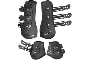 HackFond Horse Tendon Boots, Fetlock Boots & Open Front Boots for Jumping, Set of 4, Horse Protection Leg Guard