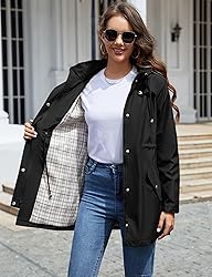 LOMON Women Rain Jacket Lightweight Hooded Jackets