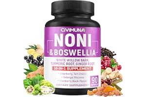 CIVIMUNA Noni Capsules with Boswellia, White Willow Bark, Turmeric, Ginger Root and More - 90 Capsules for 3 Months Supply