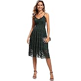 Atnlewhi Womens Spaghetti Strap V Neck Sleeveless A Line Lace Dresses for Evening Cocktail Formal Wedding Guest