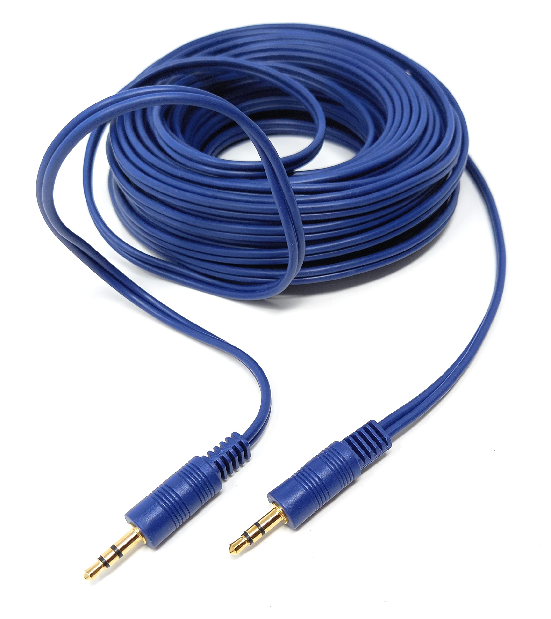 DRUT 15m 3.5mm to 3.5mm Stereo Audio AUX Cable Gold Connectors, Small 3 pin Jack to Jack Speaker Lead 50ft Blue