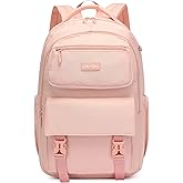 Reqinqin Lightweight Waterproof School Backpack for Kids, Teens-Durable Travel Daypack for Boys & Girls Ages 6-18+ with Padded Adjustable Straps Comfortable Design 35L(Pink)