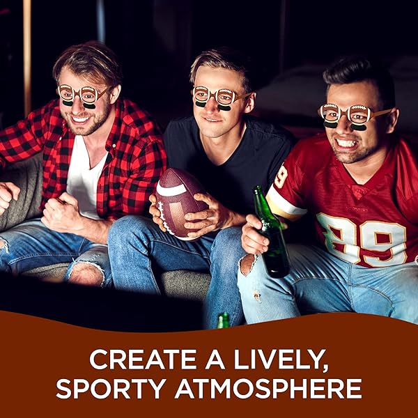 4E’S NOVELTY 36 PACK FOOTBALL PARTY PAPER GLASSES WITH EYE BLACK BULK FOOTBALL PARTY FAVORS FOR KIDS ADULTS – FOOTBALL PARTY SUPPLIES, FOOTBALL GLASSES FOR PHOTO BOOTH
