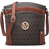 MARCO M KELLY Crossbody Bags for Women Travel Vegan Leather Multi Zip Pockets Crossbody Purses Trendy Monogram Shoulder Bags
