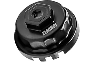 ELECHOI 64mm 14 Flutes/4 Slots Oil Filter Cap Wrench Removal Tool Socket Compatible with Toyota, Lexus, and Scion Vehicles Equipped with 2.5L to 5.7L engines, Black Heavy-Duty Aluminum