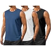 Men's Gym Tank Top Quick Dry 3 Pack UPF 50+ Sleeveless Workout Shirts Summer Sun Protection Running Tank Tops