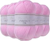 Utopia Crafts DK Double Knitting Yarn 5x100g Baby Pink 100% Acrylic