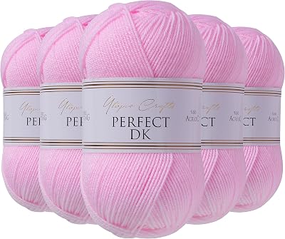 Utopia Crafts DK Double Knitting Yarn 5x100g Baby Pink 100% Acrylic