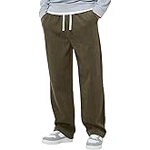 Csqopt Mens Fashion Casual Elastic Waist Drawstring Baggy Pants Loose Fit Wide Leg Straight Sweatpants