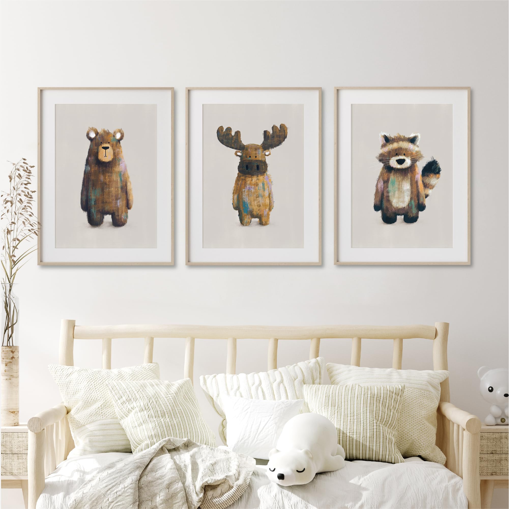 Tigercub Prints Woodland Animal Nursery Prints | A3 Set of 3 | Printed on 250gsm Professional Quality Paper | Designed and Printed in UK | Nursery Decor | Baby and Kids Wall Art | Bedroom Decoration