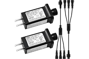 Kingdder 4 Pcs 12V Class 2 Power Supply Yard Inflatable Adapter Replacement with Y Shape 1 Male Divided 3 Female Spillter Connector Low Voltage for Christmas Inflatable LED Lights (15, Watts)