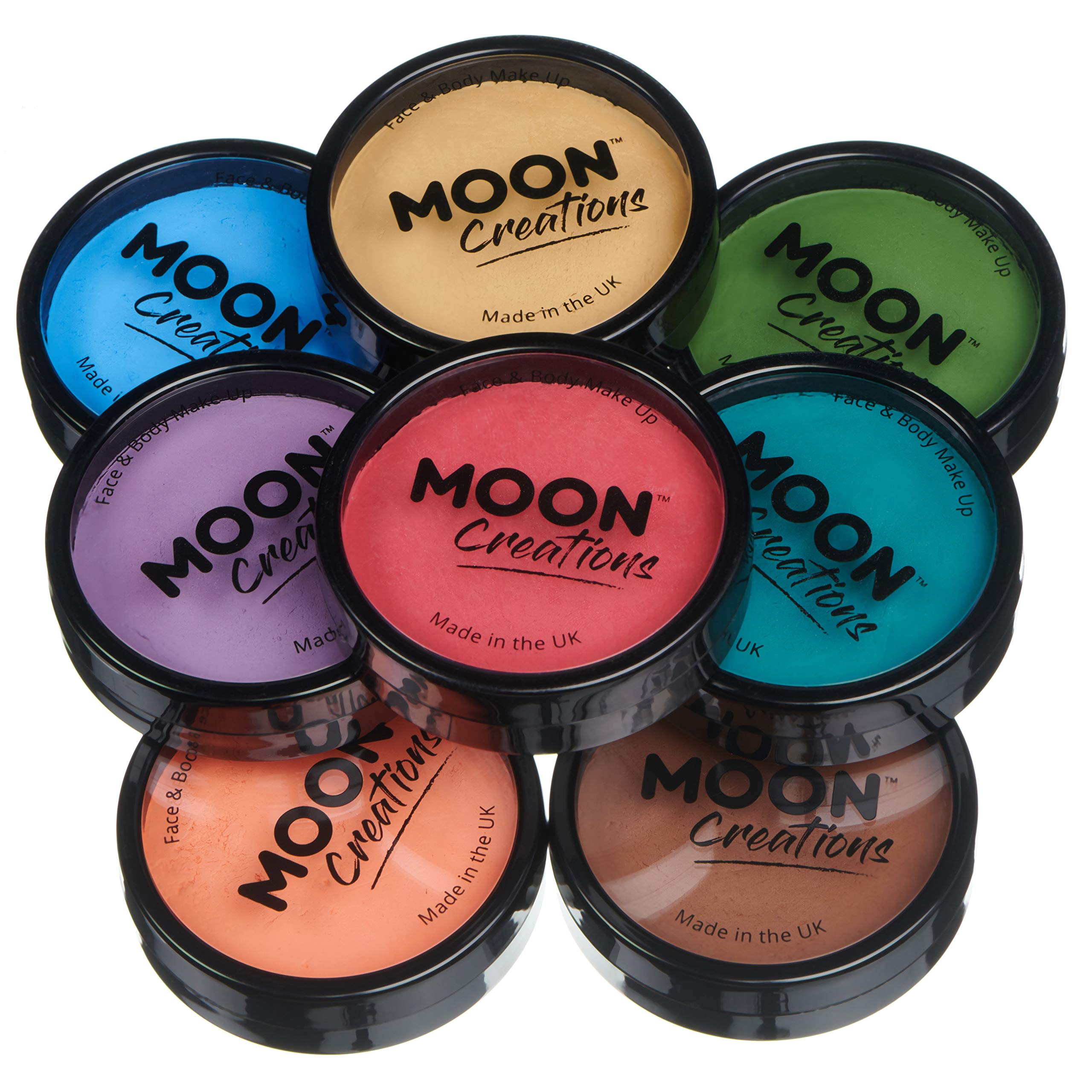 Moon Creations Pro Face & Body Makeup | Adventure Set | 36g | Professional Colour Paint Cake Pots for Face Painting | Face Paint For Kids, Adults, Fancy Dress, Festivals, Halloween