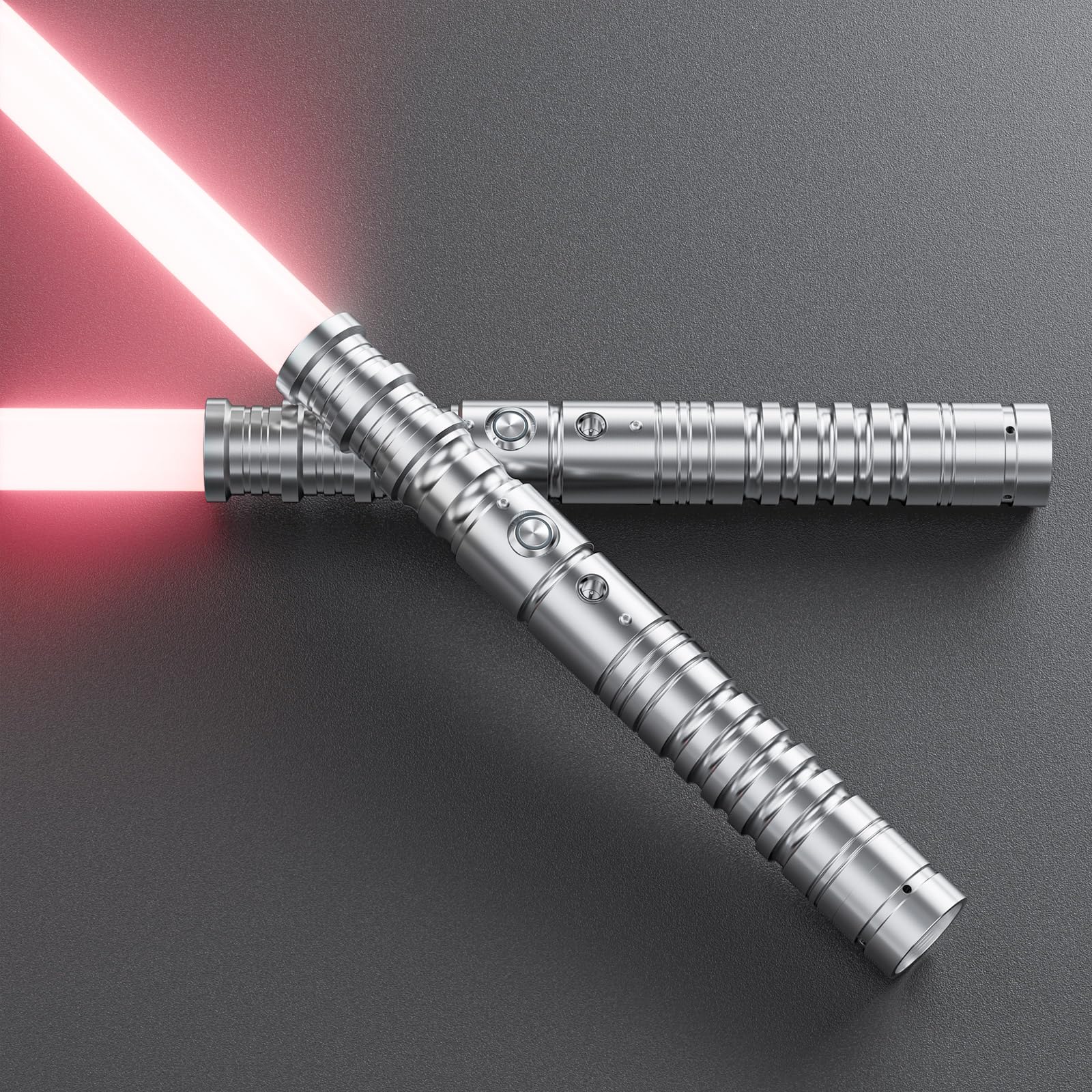 Smautop Lightsaber for Kids and Adults 2 in 1 RGB 11 Color USB Rechargeable Metal Handle Black Sword Suitable for Halloween Christmas Cosplay（Silver)